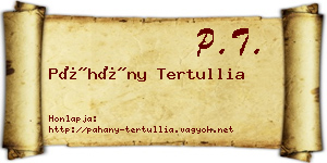 Páhány Tertullia névjegykártya